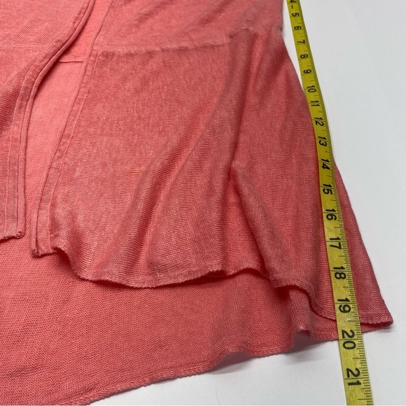 Eileen Fisher Pink Cardigan Sweater Lightweight Open Front LINEN LG P 3/4 Sl. - Picture 8 of 10